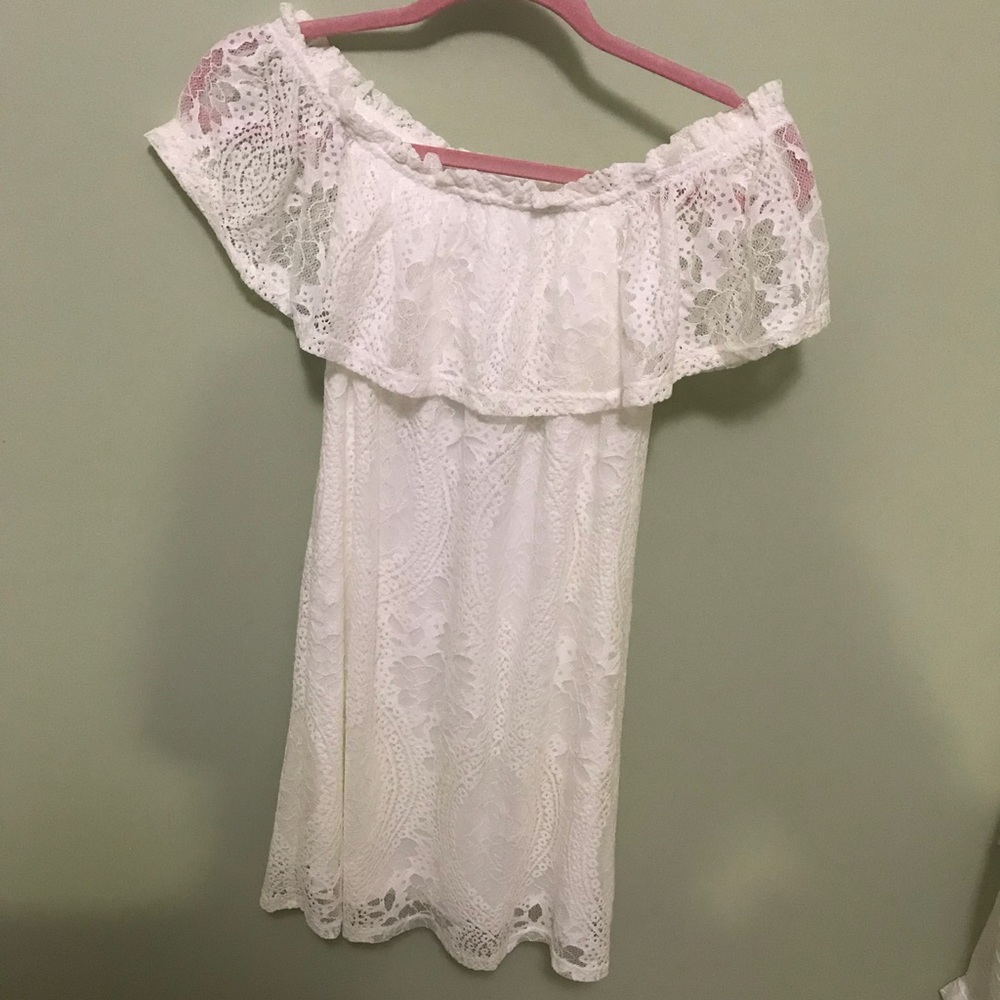 Off the shoulder white dress